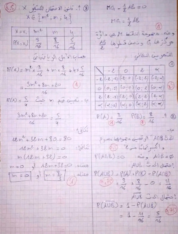 فرض الفصل الثاني رياضيات السنة الثانية ثانوي علوم تجريبية 2023