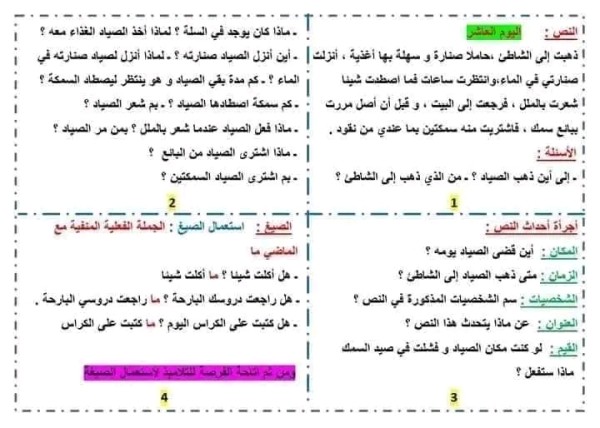 نصوص فهم المنطوق الخاصة بفترة تثبيت المكتسبات للسنة الثانية ابتدائي من اليوم الأول إلى اليوم العاشر وحل اسئلة