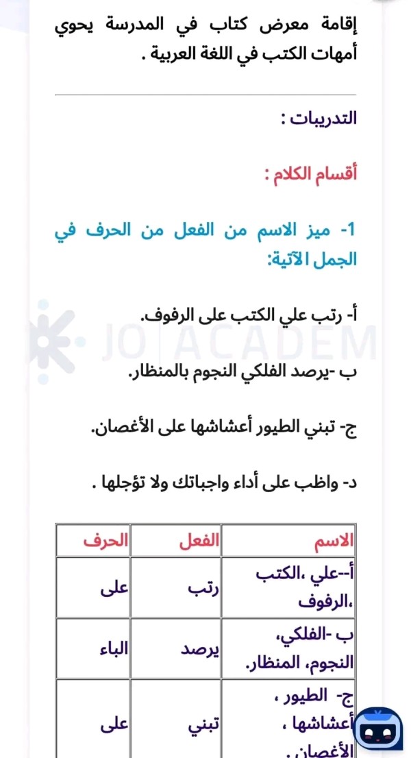 شرح وحل درس لغة الضاد الصف خامس ابتدائي حل تدريبات لغة الضاد