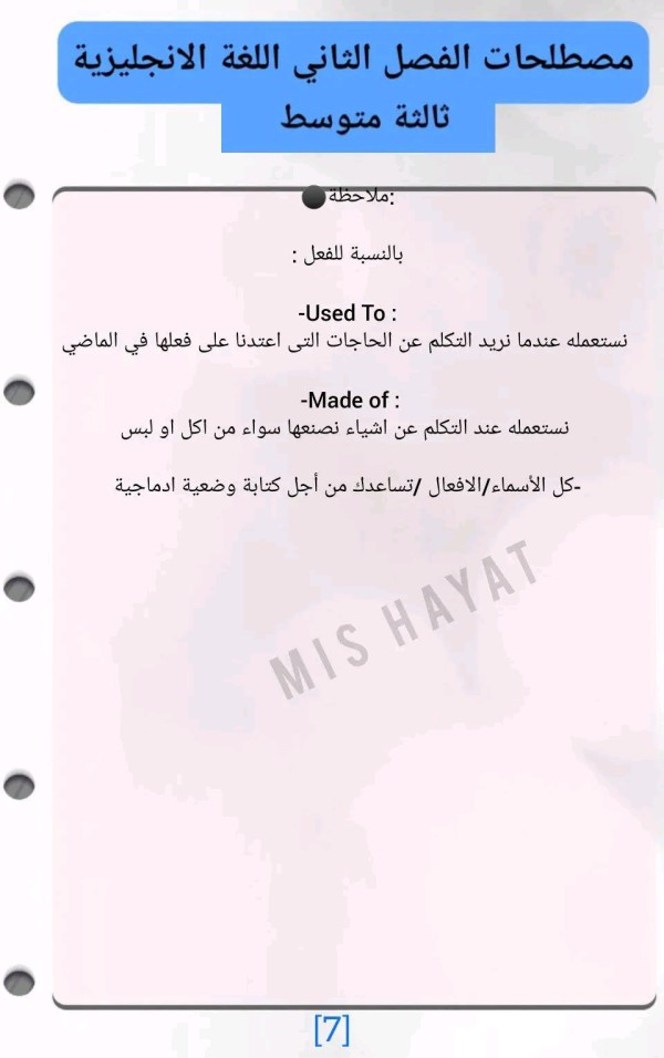 #مصطلحات الوحدة الثانية(Me and my Lifestyles) #ثالثة متوسط #لغة انجلزية