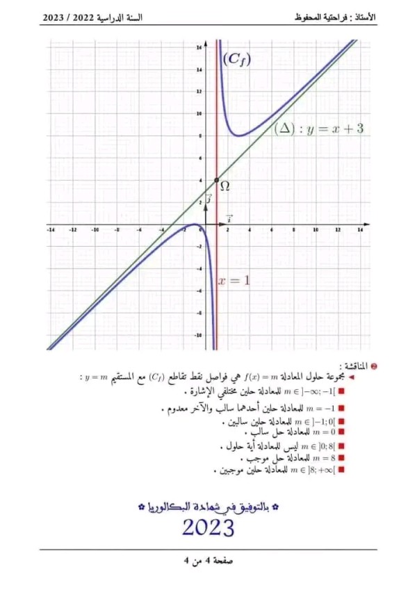 تقويم تشخيصي في الرياضيات مع الحل سنة 3 ثانوي بكالوريا 2023