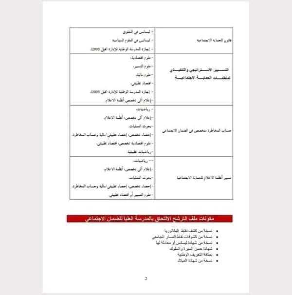 مسابقة المدرسة العليا للضمان الإجتماعي للسنة الدراسية 2023-2024